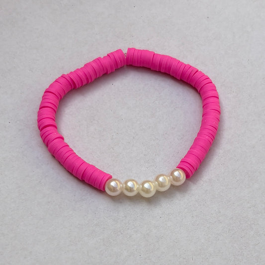 Pulsera rosa perlada